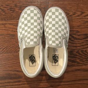 Vans kids classic checkerboard, sage, size 2